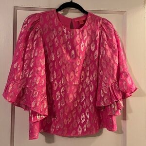 Lilly Pulitzer Vibrant Pink Metallic Blouse